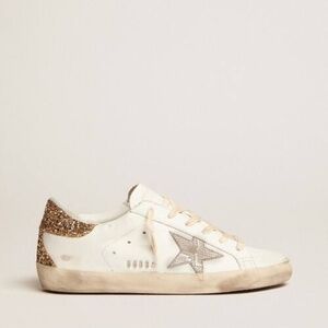 Golden Goose Women's Super-Star with silver leather star and snake print